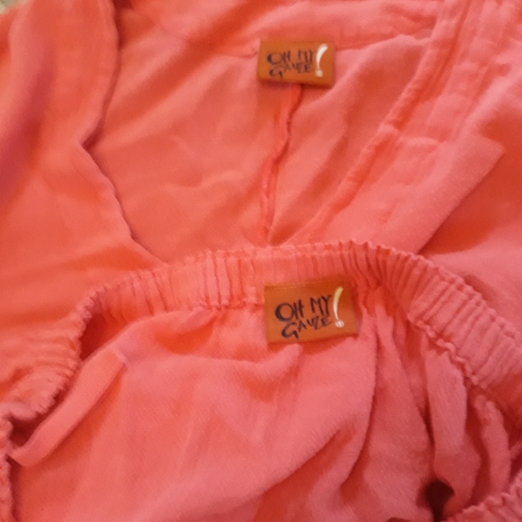 Oh my Gauze Pink Vacation Outfit 2pc Top Skirt - Picture 6 of 7